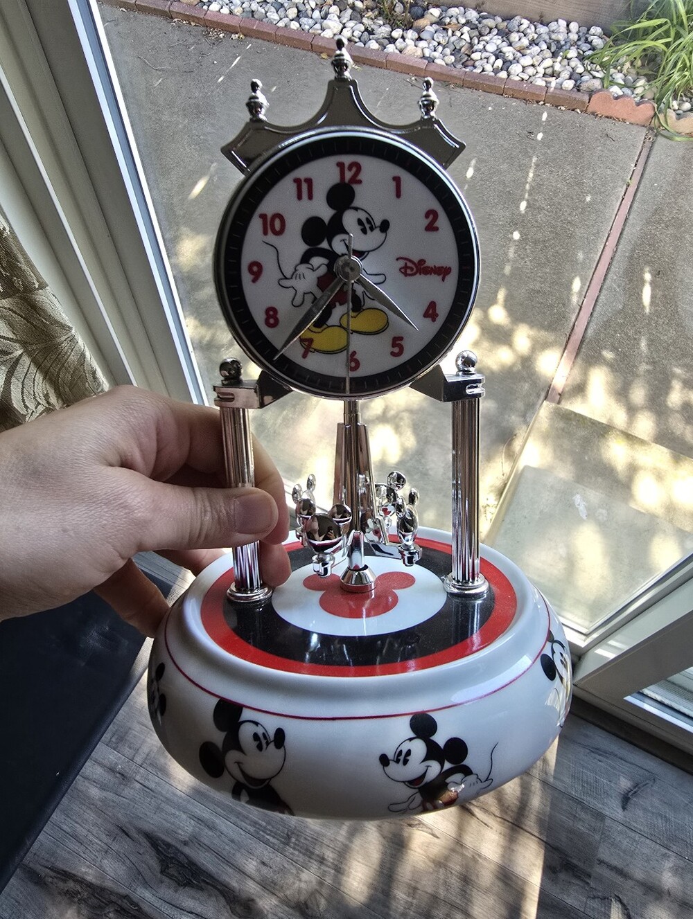 Disney Mickey Mouse Silver, Red, Black & White Decorative Clock